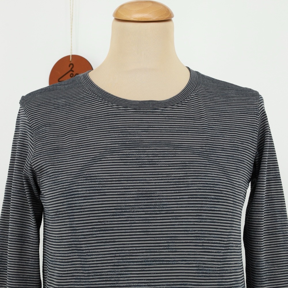 Lululemon Swiftly Relaxed Long Sleeve Size 4‎ Chroma Stripe Black Gull Grey - Picture 5 of 7